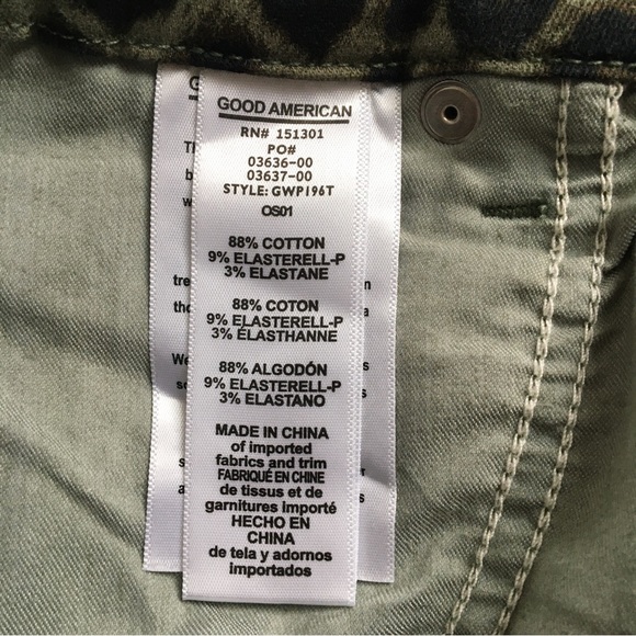 Good American Good Waist Crop Cheetah/Animal Print Green Jeans Size 20 - Picture 10 of 16